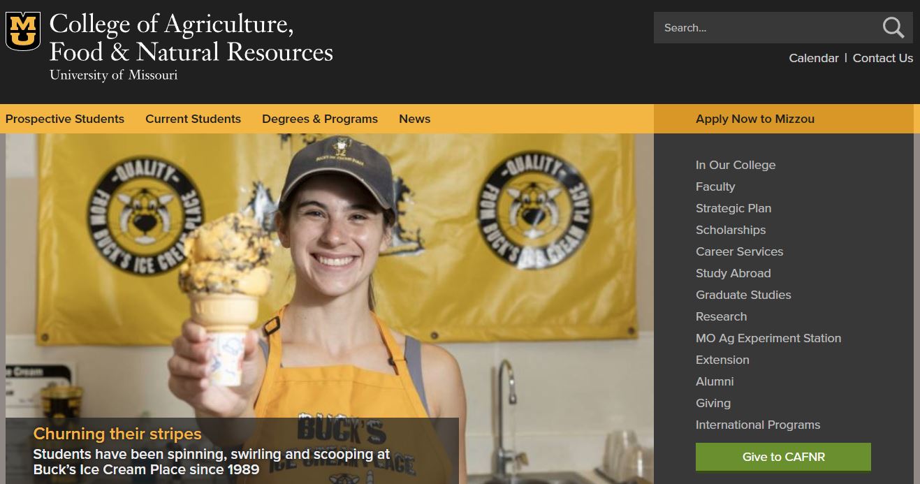 University of Missouri College of Agriculture, Food and Natural Resources website