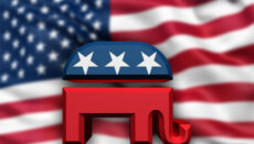 American Flag with Representation of Republican Party