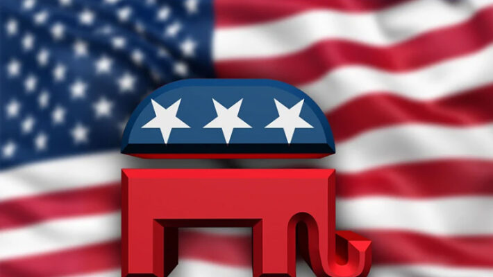 American Flag with Representation of Republican Party