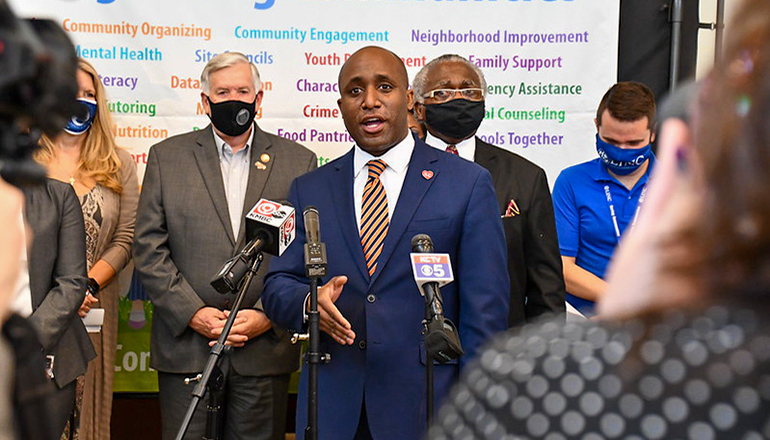 Kansas City Mayor Quinton Lucas, challenges a new state law increasing funding for city police (photo courtesy of Missouri Governor's Office)