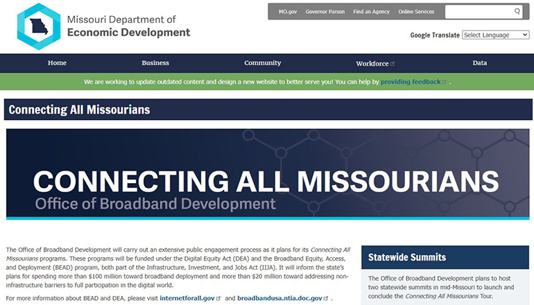 Connecting A;; Missourians website