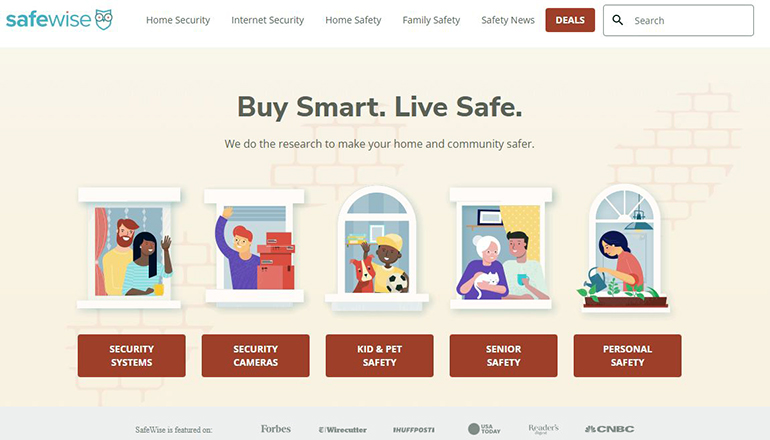 Screenshot of Safewise website