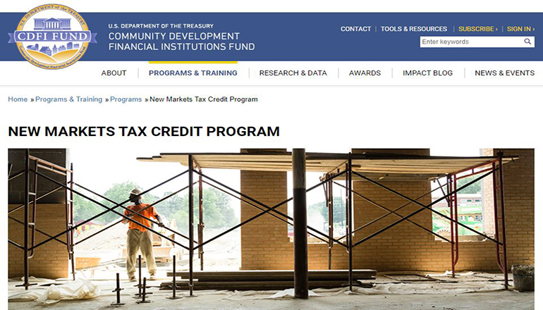 New Market Tax Credit Program on Department of Treasury website