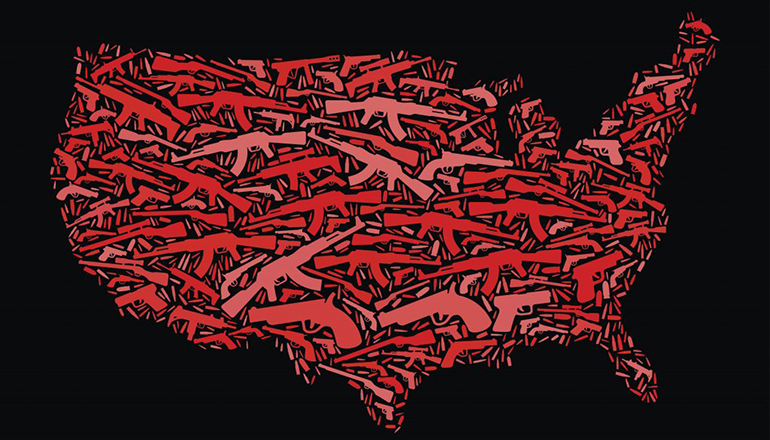 U.S Map of Gun Patterns or Map of United States with guns