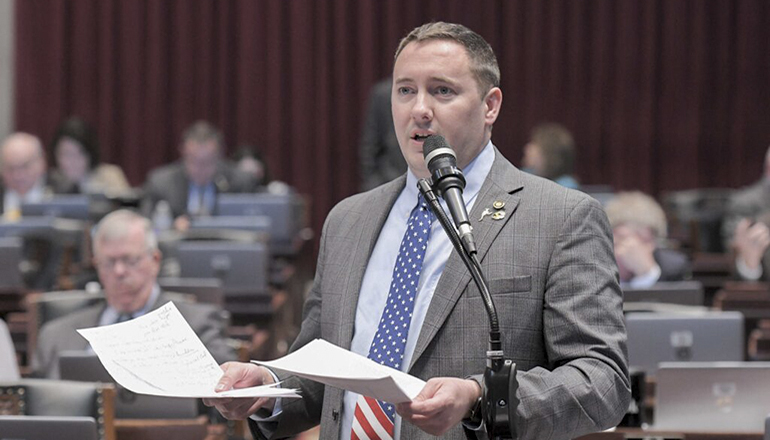 State Rep. Chris Sander, R-Lone Jack, speaks during Missouri House debate (Tim Bommel - Missouri House Communication)