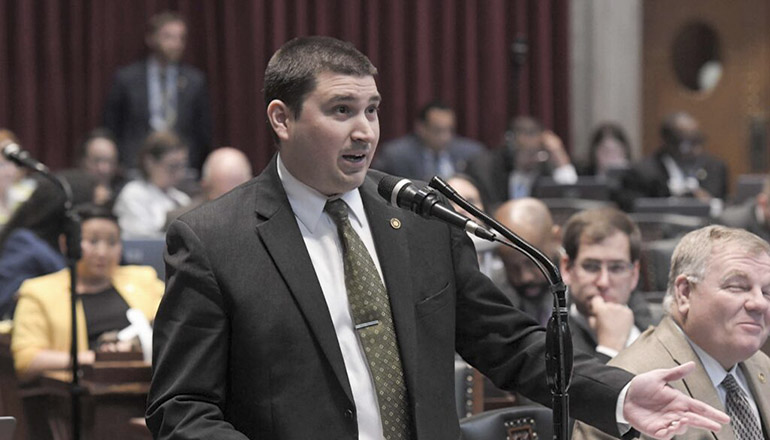 State Rep. Tony Lovasco, R-O’Fallon, speaks during floor debate (Photo by Tim Bommel - Missouri House Communications)