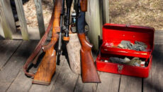 Rifles and gun cleaning kit