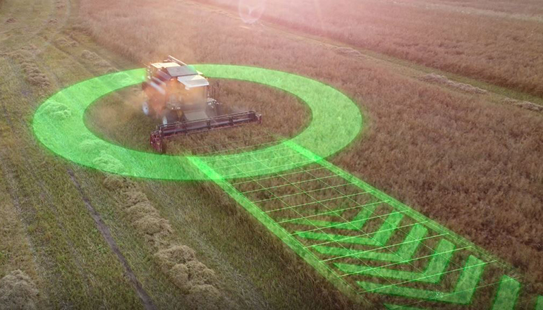 Robotic combine in a field