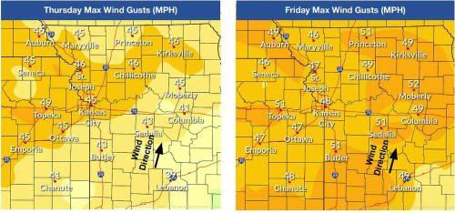 Maximum Winds Thursday and Friday