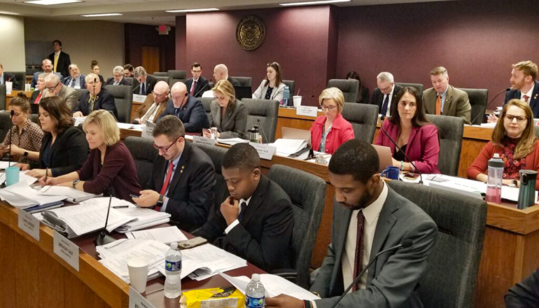 Members of the House Budget Committee work Thursday through spending bills (Photo by Rudi Keller - Missouri Independent)
