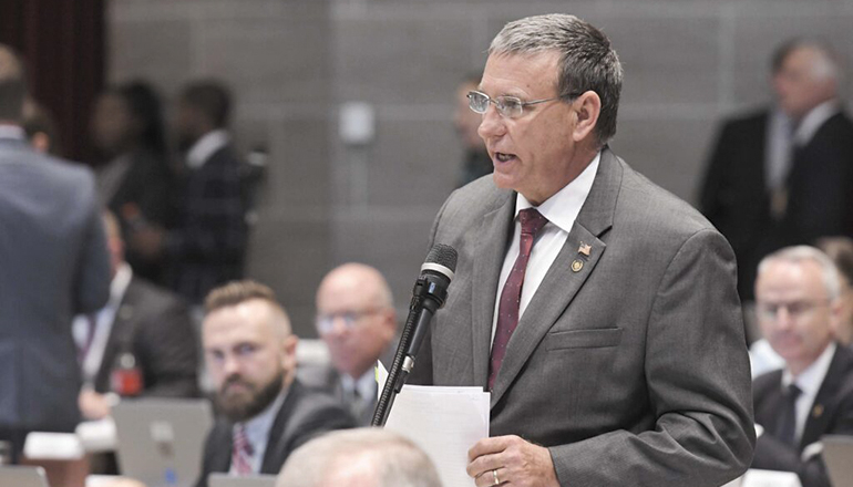 Rep. Mike Haffner, R-Pleasant Hill, speaks during the 2022 legislative session. (Photo by Tim Bommel - Missouri House Communications)