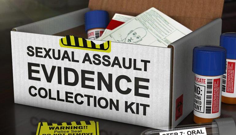 Sexual assault evidence collection kit or rape news graphic