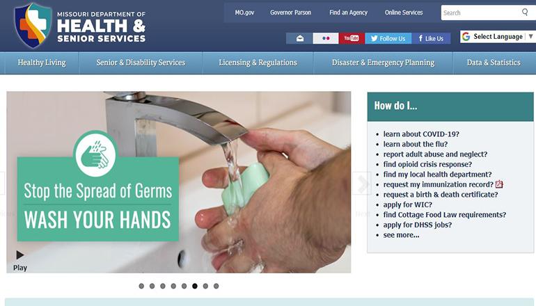Missouri Department of Health and Senior Services website