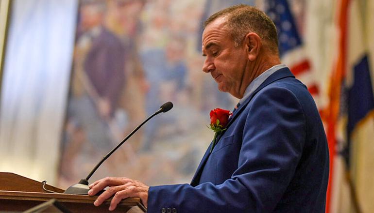 Missouri Lt. Gov. Mike Kehoe opens the Senate for the 2023 legislative session Wednesday, January 4, 2023. Annelise Hanshaw/Missouri Independent