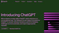 Chat GPT website screen capture or artificial intelligence news graphic