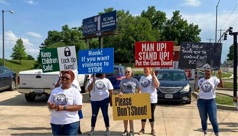 Volunteers from KC Mothers in Charge canvass in Kansas City to raise awareness about gun violence. (Courtesy photo)