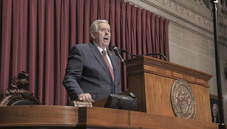 Missouri Gov. Mike Parson delivering his State of the State Address (Photo by Tim Bommell - Missouri House Communications)