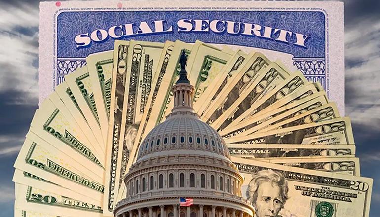 Social Security with money news graphic