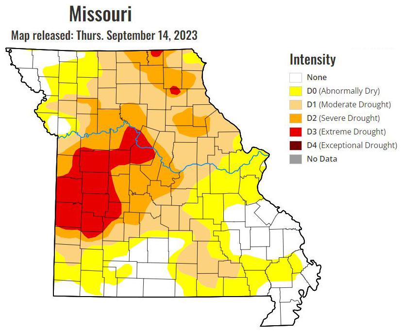Nearly 79% of the state of Missouri faces drought conditions