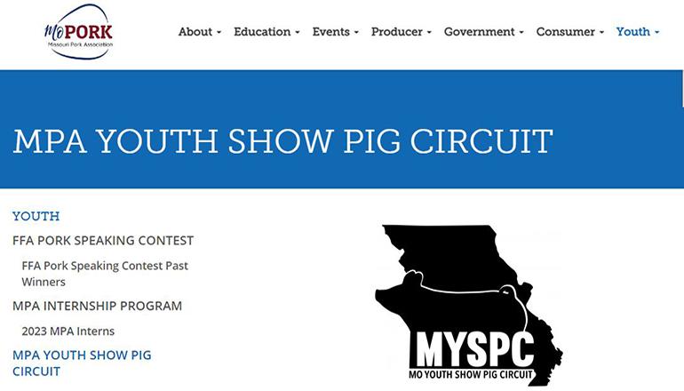 MPA Youth Show Pig website