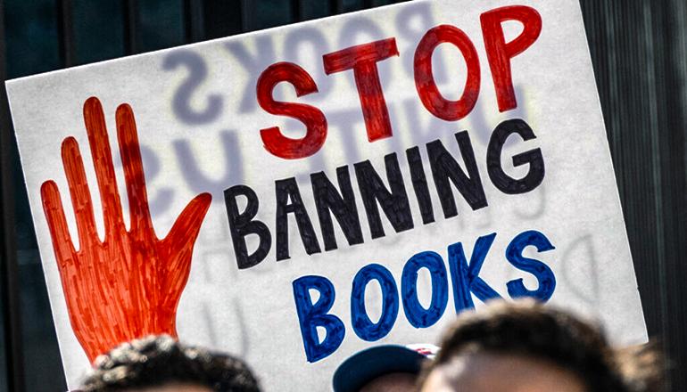Stop Banning Books news graphic