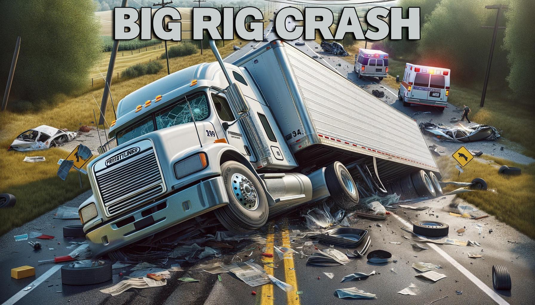 Big Rig or tractor-trailer crash news graphic