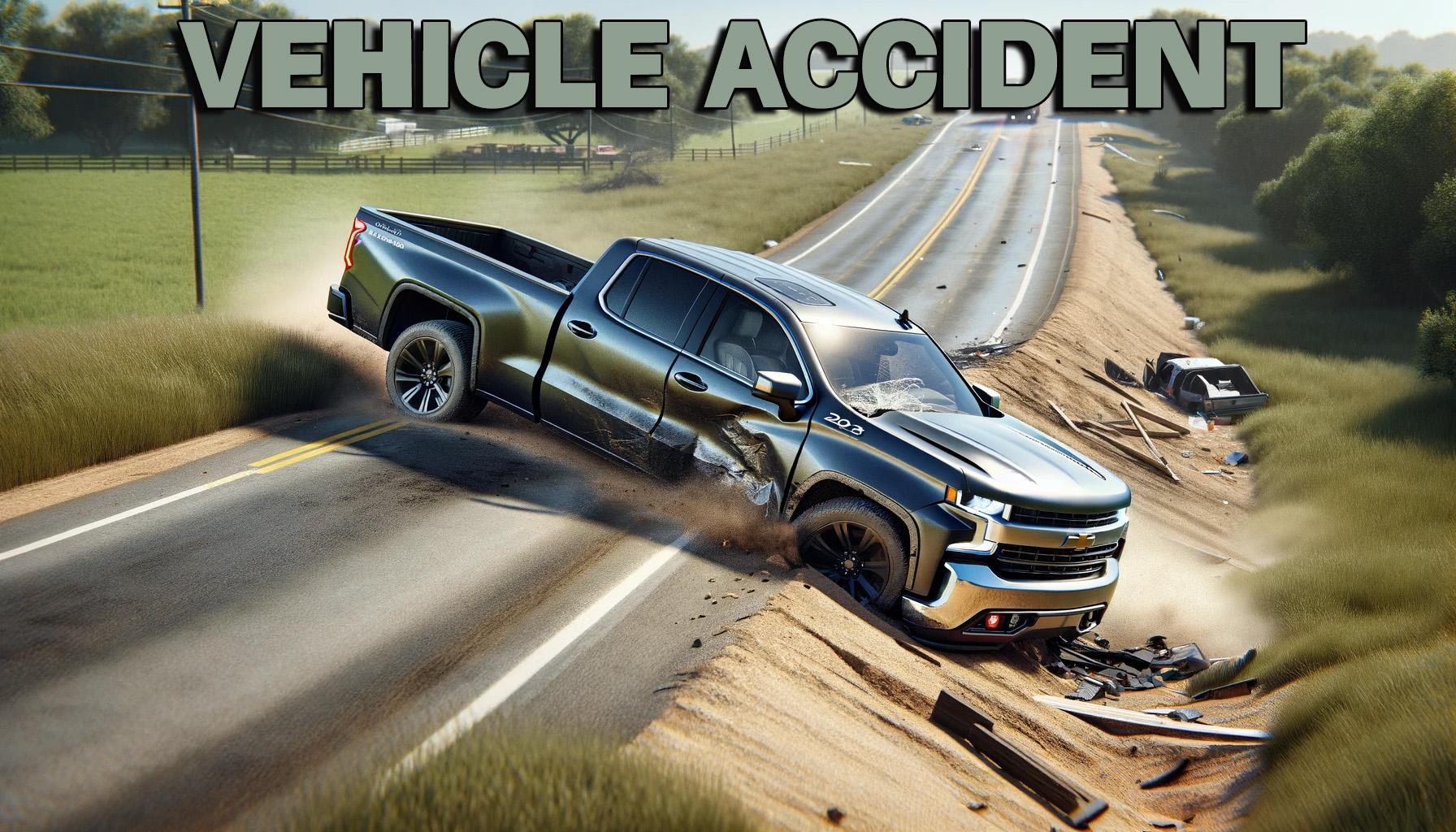 Chevy Silverado pickup vehicle accident or crash news graphic