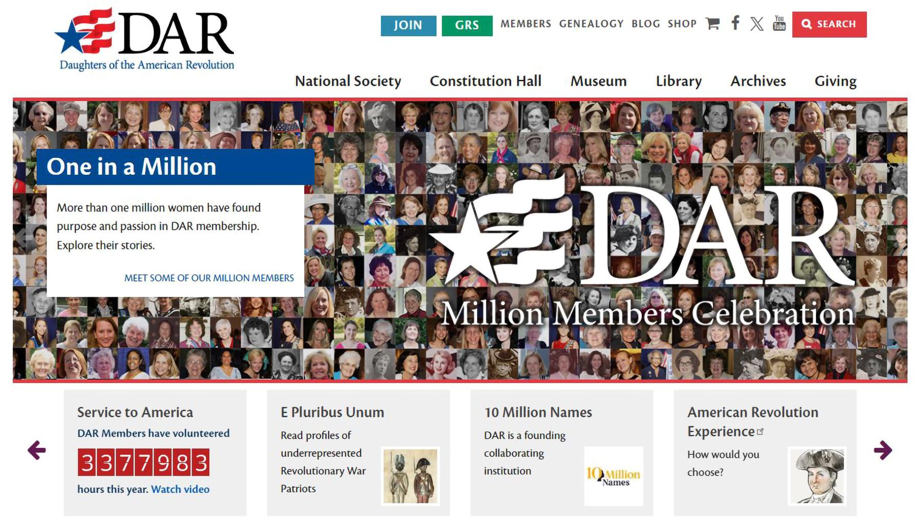 Daughters of the American Revolution or DAR website 2023