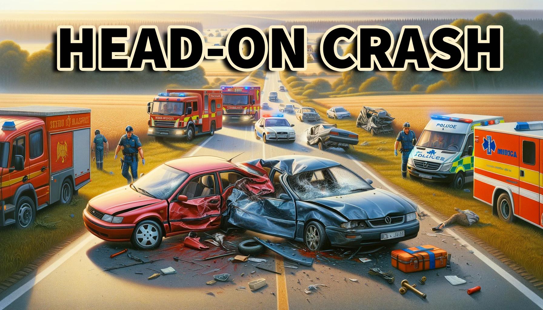 Head on crash news graphic