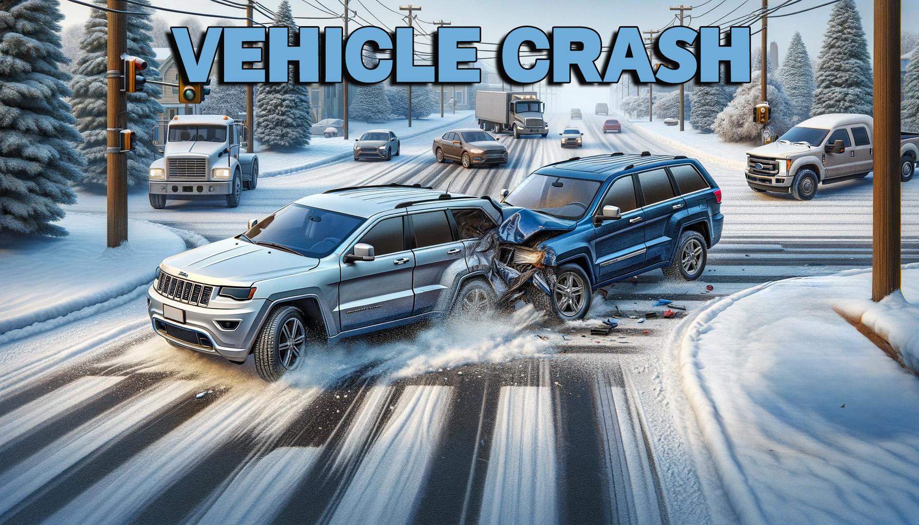 Vehicle accident or crash at intersection news graphic