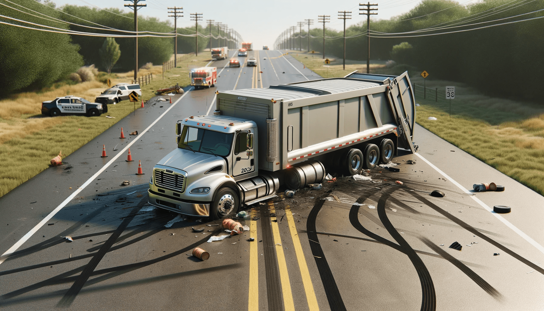 2022 Freightliner M2106 trash truck accident graphic