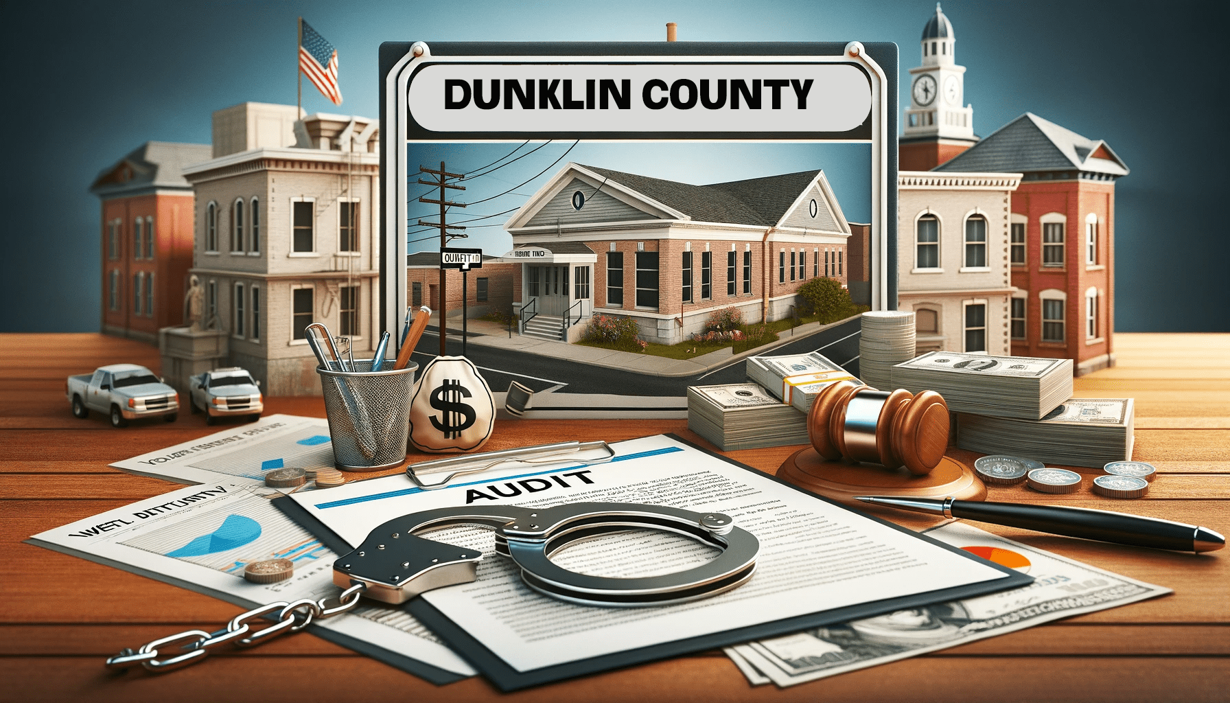 Dunklin County Missourii Audit with handcuffs news graphic