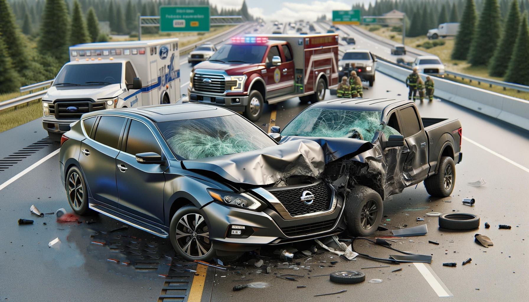 Pickup and SUV accident or crash news graphic V2