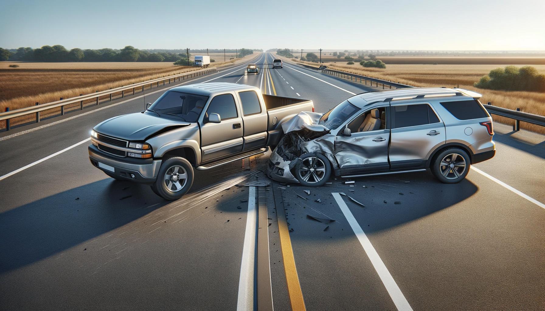 Pickup and SUV accident or crash news graphic