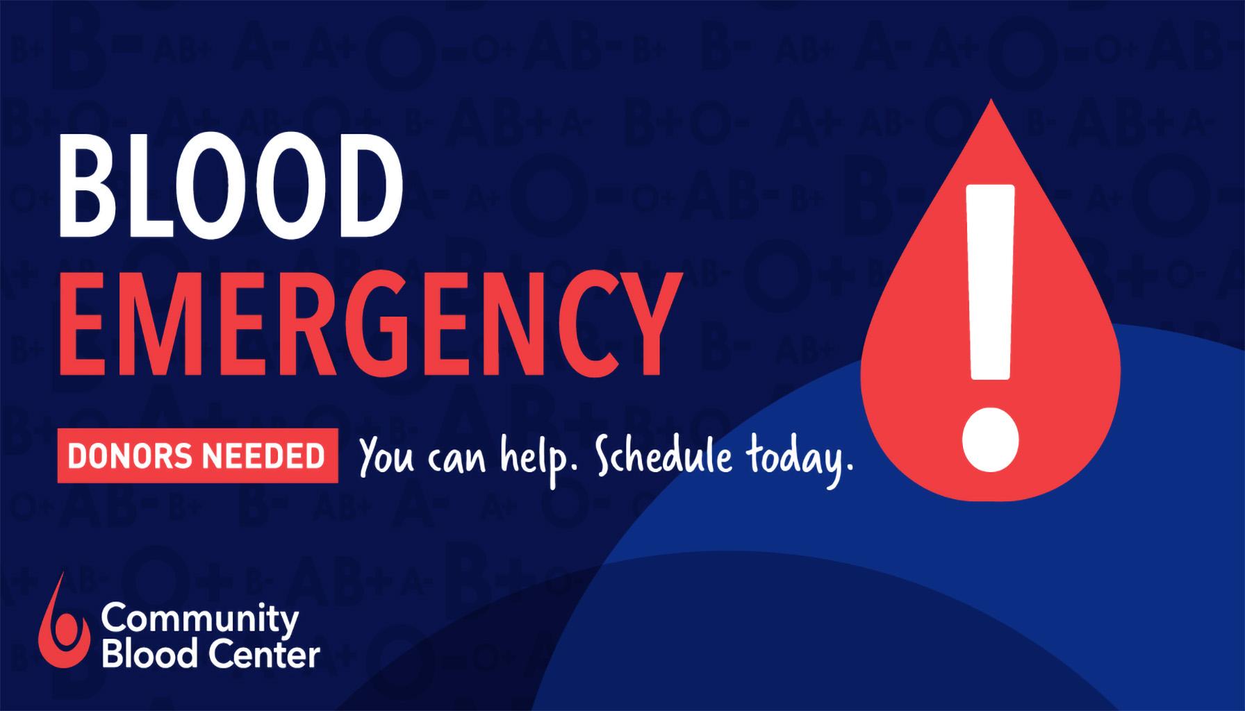 Emergency Blood Donations news graphic