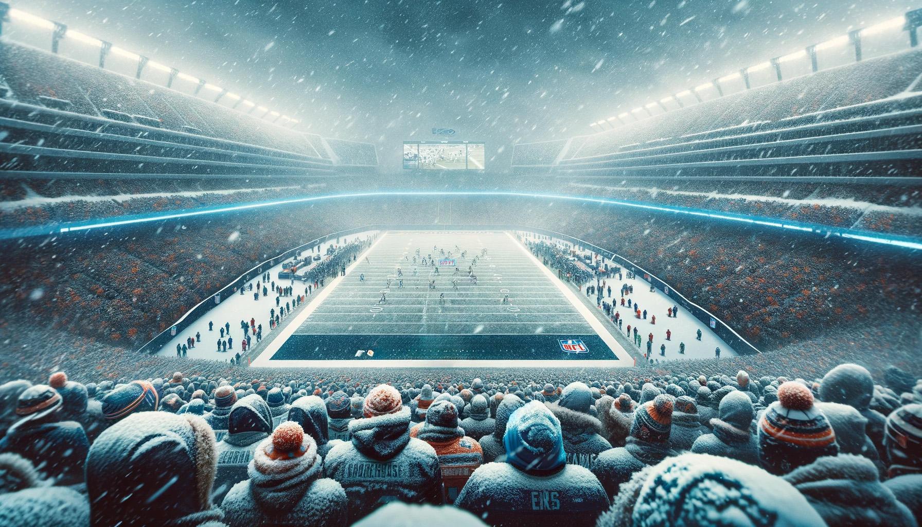 Generic football stadium in winter news graphic