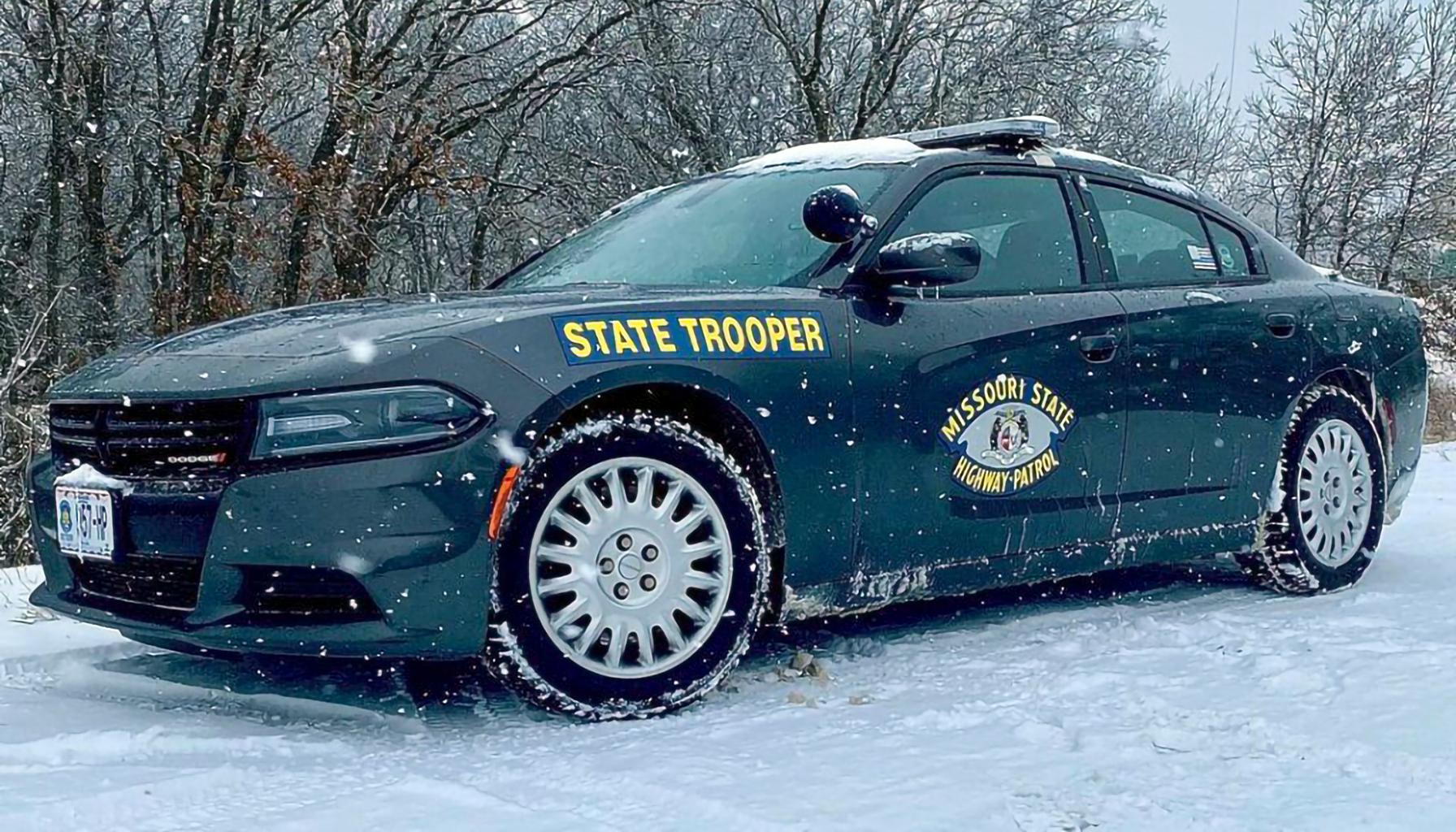 Missouri State Highway Patrol car in winter
