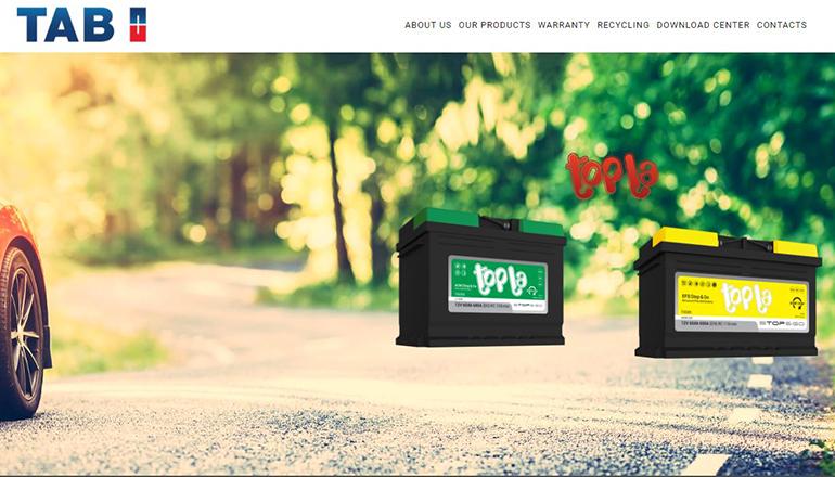 TAB battery manufacturer website