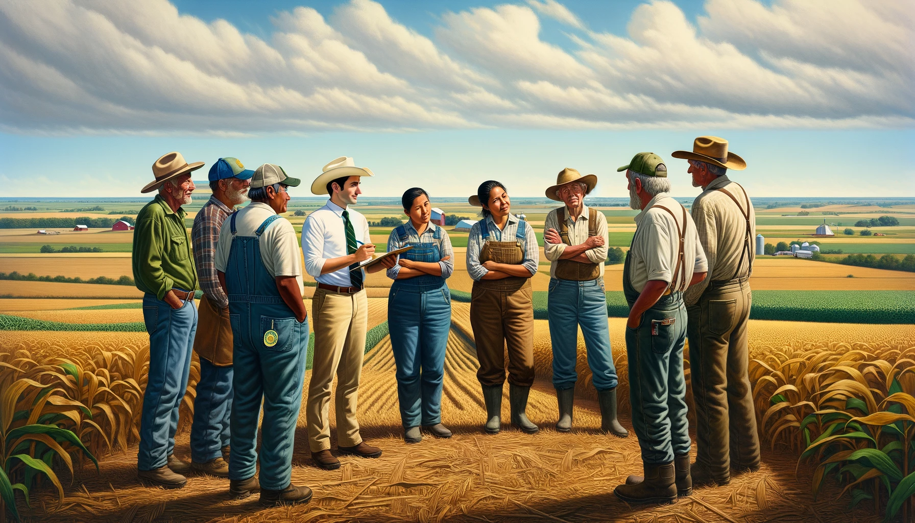 Farmers standing in a field