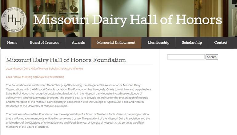 Missouri Dairy Hall of Honors website