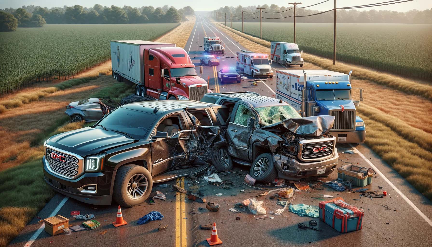 SUV Big Rig Tractor Trailer crash news graphic