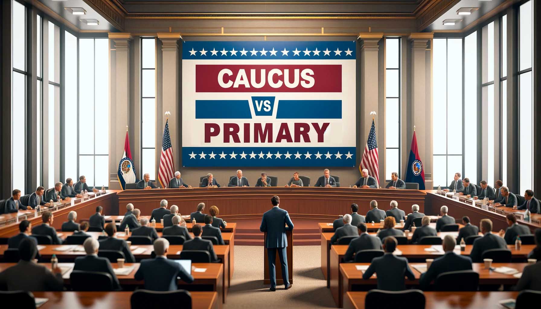 Caucus Versus Primary news graphic