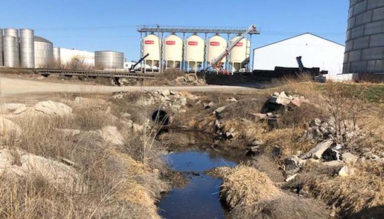 NEW Cooperative in Red Oak, Iowa, spilled about 265,000 gallons of liquid nitrogen fertilizer (Photo courtesy of Iowa DNR).