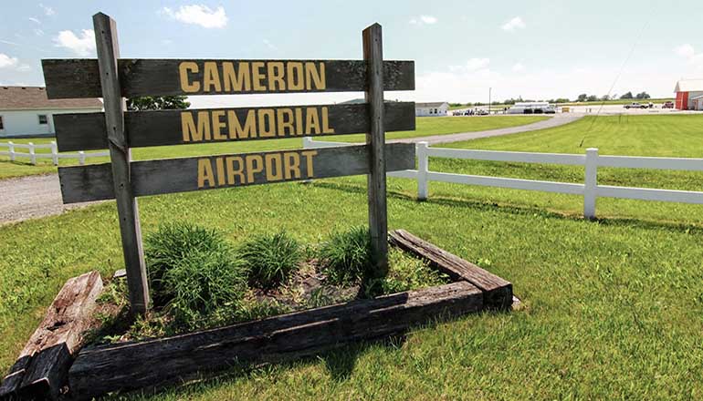 Cameron Missouri Memorial Airport Sign