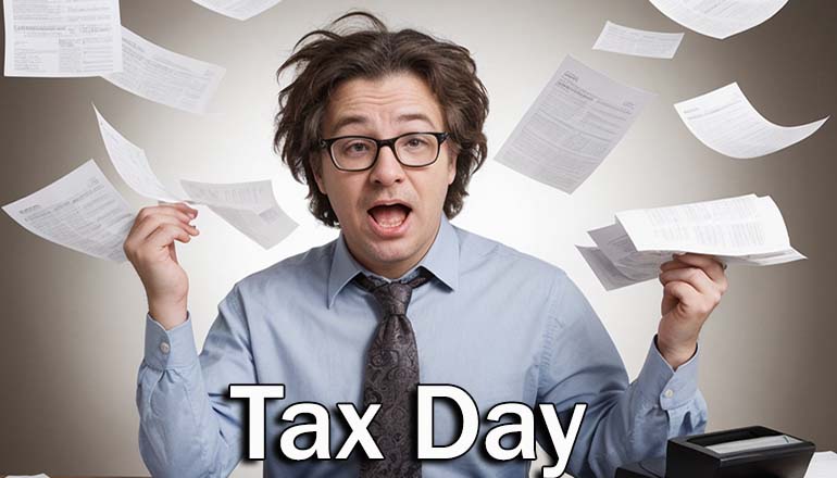 Exasperated man on Tax Day