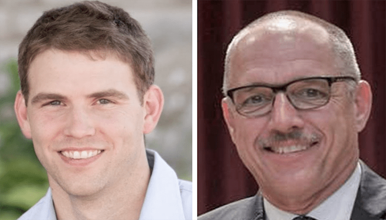 Former Missouri Reps. Stephen Webber, left, a Democrat, and Chuck Basye, a Republican. The two former Marines are facing off for a state Senate seat in Boone County (photos submitted).