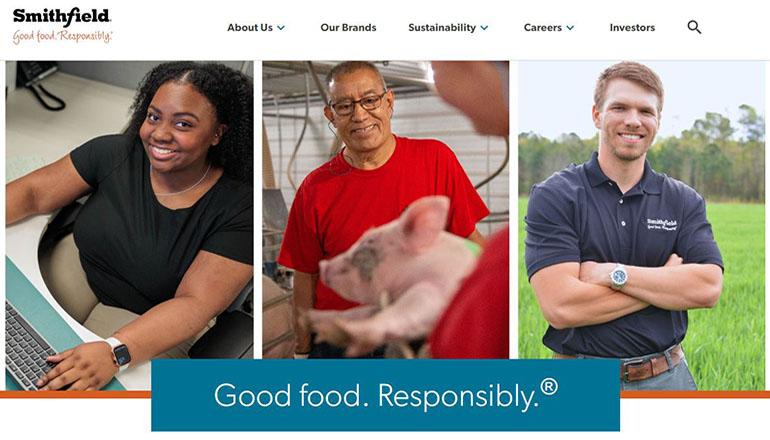 Screenshot of Smithfield Foods website