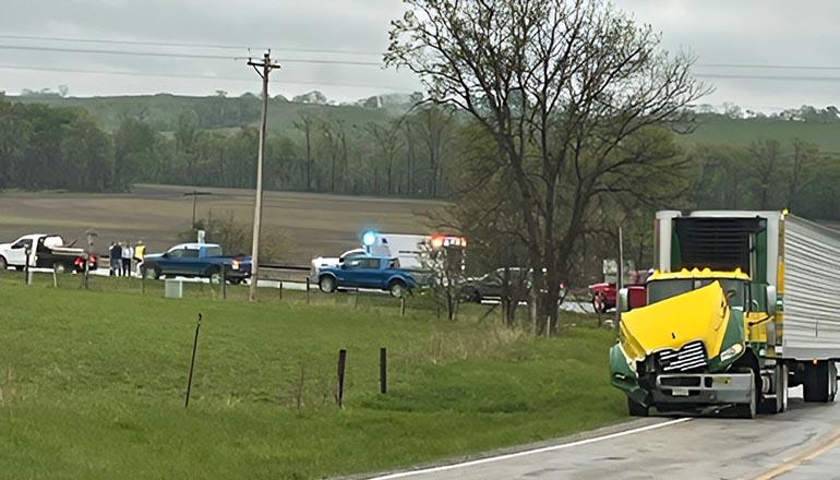 Accident west of Milan on 4-26-2024 (Photo courtesy Shelly Swank)