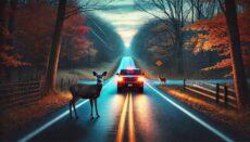 Deer in Road at Dusk (AI generated)
