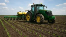 Farmer planting corn